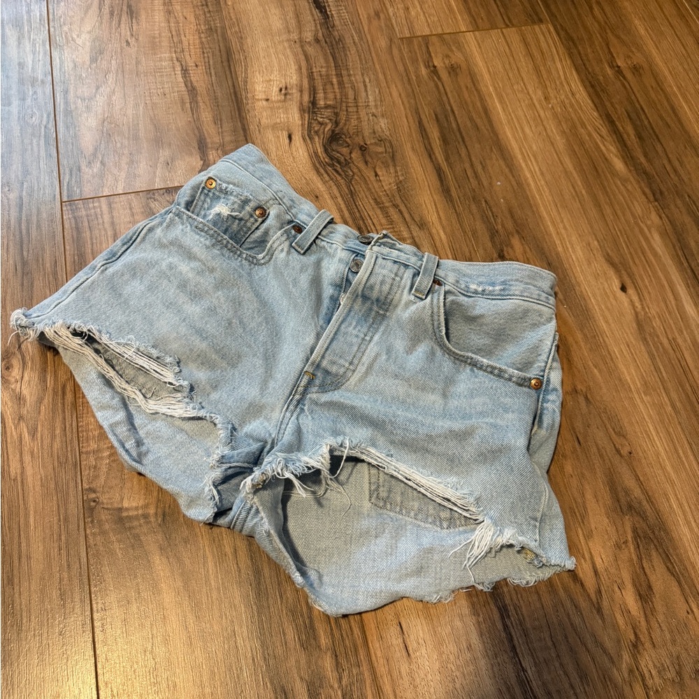Levi's Light Blue Distressed Jean Shorts